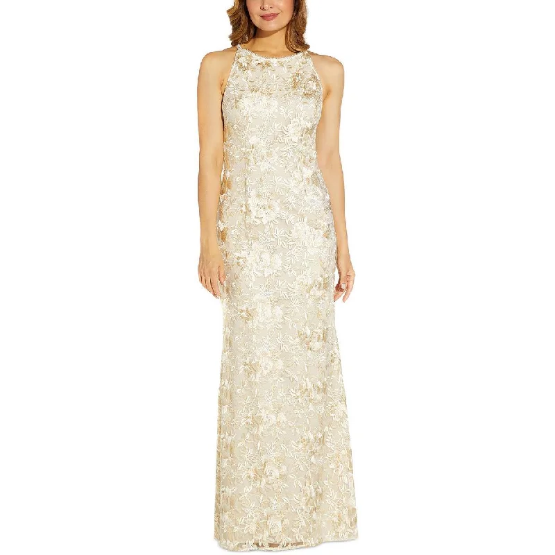 Adrianna Papell Womens Embroidered Maxi Evening Dress Tunics Velvet soft