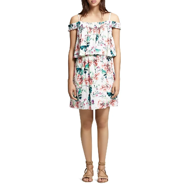 Sanctuary Womens Cold Shoulder Floral Print Party Dress Tunics Long Elegant