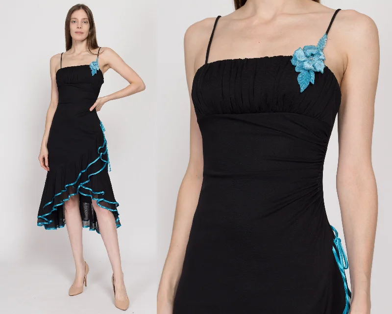 XS-Sm 90s Black & Blue Mermaid Hem Party Dress