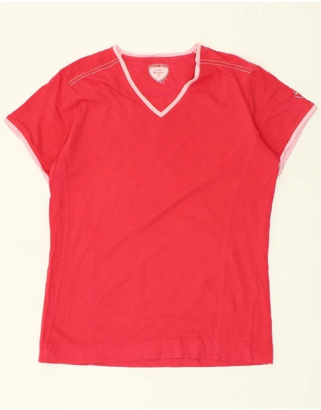 CHAMPION Womens T-Shirt Top UK 14 Large Red Rayon Velvet Corduroy