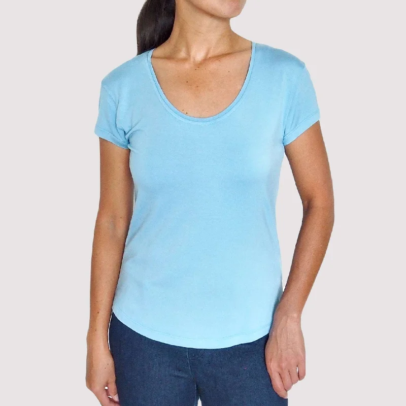 Women’s Bamboo Scoop Neck T-Shirt - Luxe Range Mesh Canvas Denim