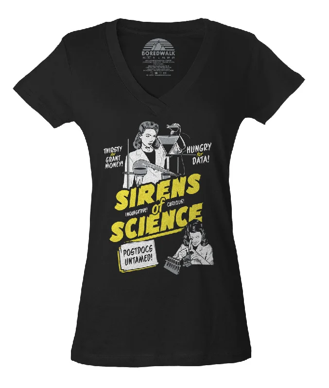Women's Sirens of Science Vneck T-Shirt - By Ex-Boyfriend Elasticated Padded Insulated