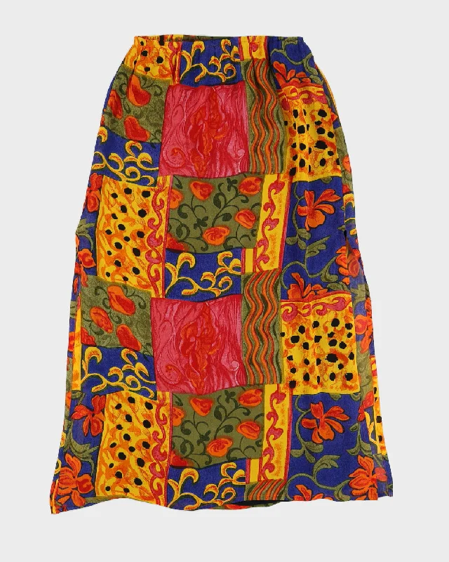 Vintage 90s Chico's Design Printed Midi Skirt - L velvet skirt sumptuous