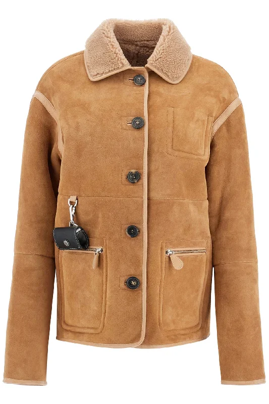 Ada Reversible Shearling Jacket  - Beige Corduroy Jacket Velvet Jacket Brocade Jacket