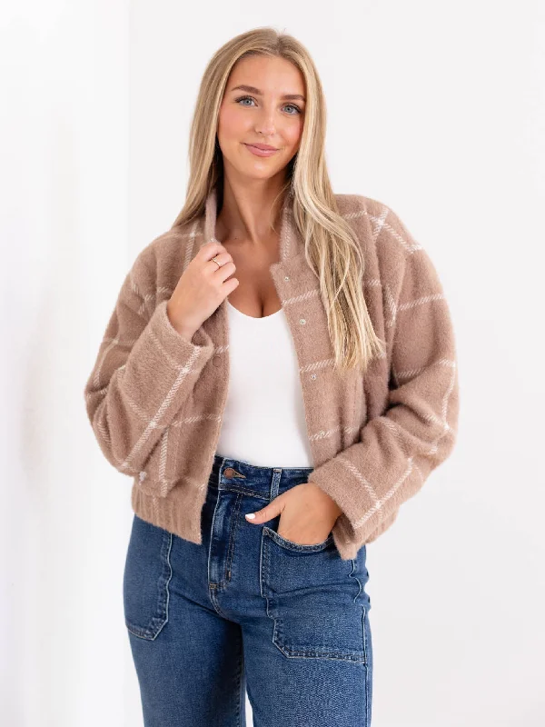 Z Supply Lex Plaid Bomber Jacket Fleece Fabric Down Fabric Feather Fabric