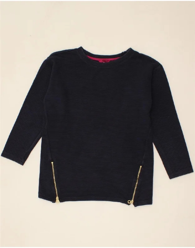 JOULES Womens Oversized Sweatshirt Jumper UK 10 Small Navy Blue Cotton Hoodie with Drawstring Waist Adjustable Fitted