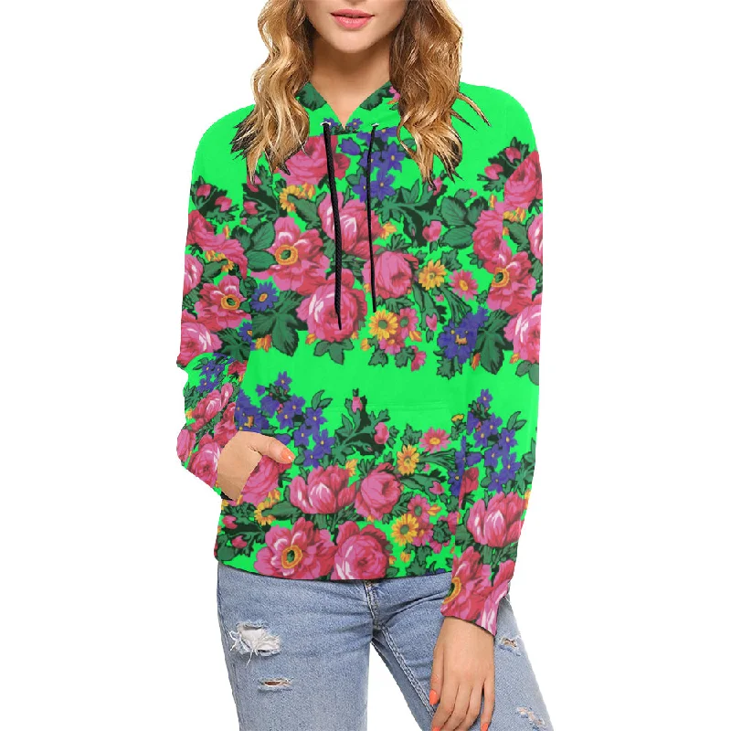 Kokum's Revenge Green Hoodie for Women (USA Size) Hoodie with Hidden Zipper Minimalist Clean