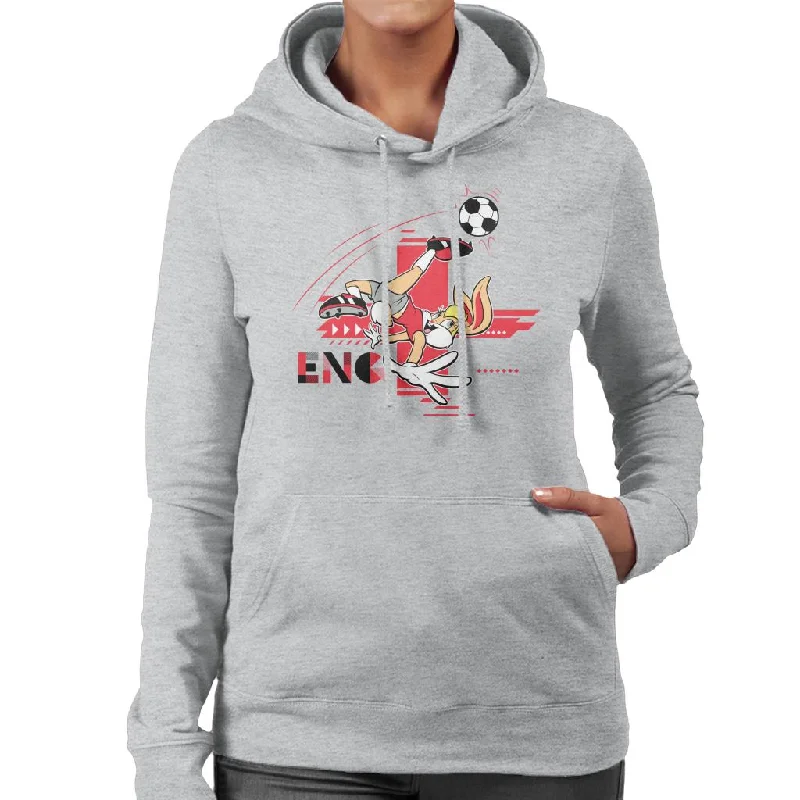 Looney Tunes Football Lola Bunny For England Women's Hooded Sweatshirt Hoodie with Double Zipper Versatile Adjustable
