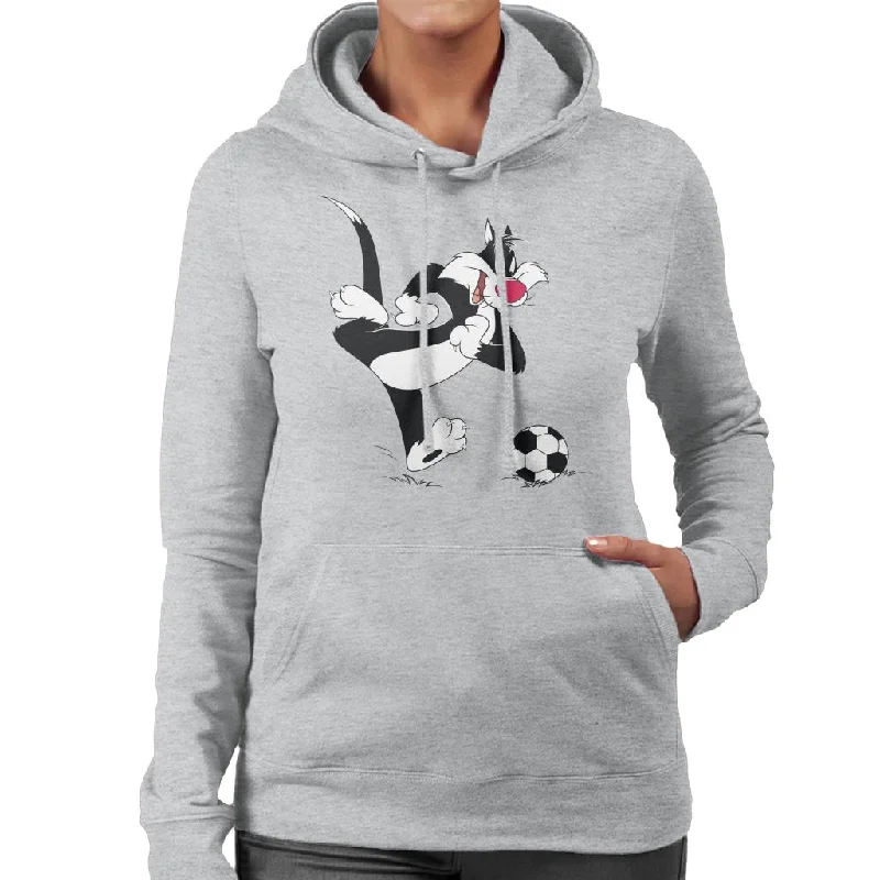 Looney Tunes Football Sylvester Dribble Women's Hooded Sweatshirt Hoodie with High Neck Warm Protective
