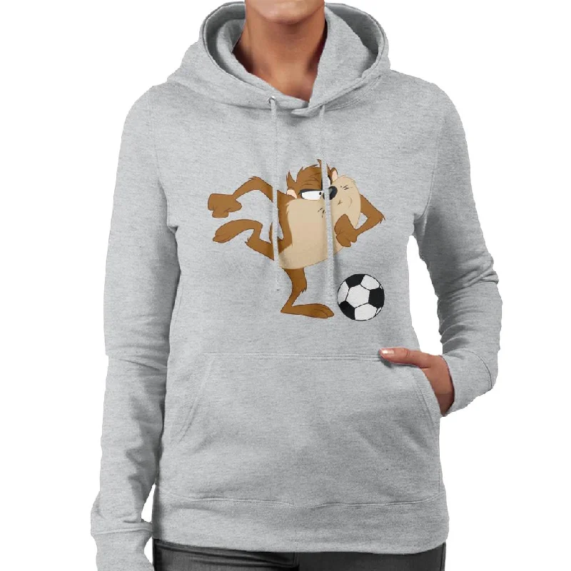 Looney Tunes Football Taz The Striker Women's Hooded Sweatshirt Hoodie with Elastic Cuffs Stretchable Comfortable