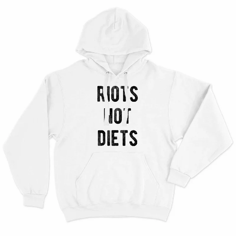 Riots Not Diets Feminist Hoodie Hoodie with Front Slit Layering Stylish