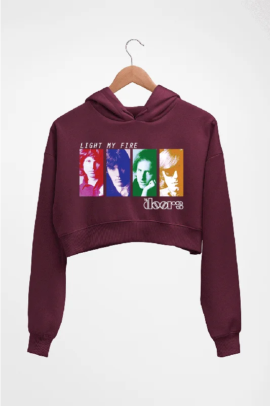 The Doors Crop HOODIE FOR WOMEN Hoodie with Zipper Placket Modern Functional