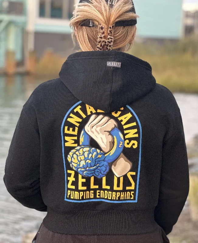 Women’s Mental Gains Crop Top Hoodies Hoodie with Snap Buttons Easy Quick