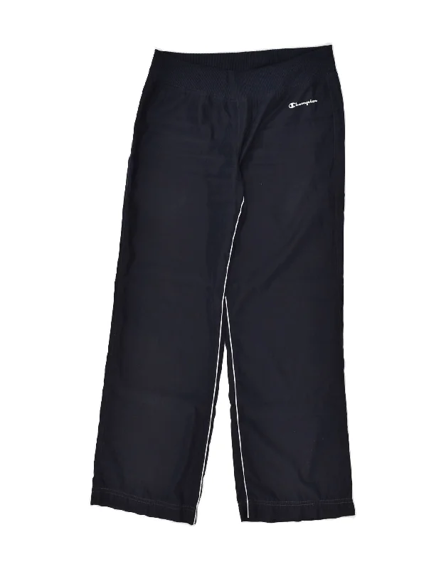 CHAMPION Womens Tracksuit Trousers UK 16 Large Navy Blue Polyester Trousers Denim Distressed