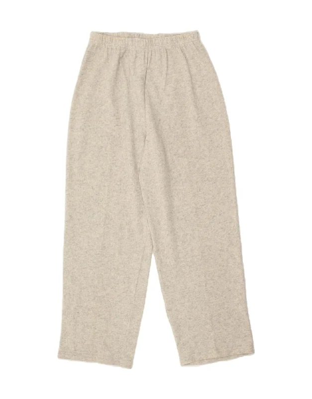 VINTAGE Womens Tracksuit Trousers UK 12 Medium Grey Cotton Trousers Wedding White