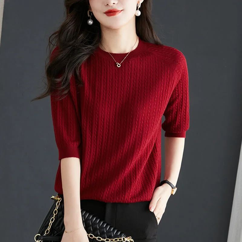 NiDELL Early Autumn Mid-Sleeve Sweater Women's Thin . Autumn New Loose Twist Western Style Shirt Sweater Top Boxy Sweater Fitted Sweater A-Line NiDELL Early Autumn Mid-Sleeve Sweater Women's Thin . Autumn New Loose Twist Western Style Shirt Sweater Top Boxy Sweater Fitted Sweater A-Line