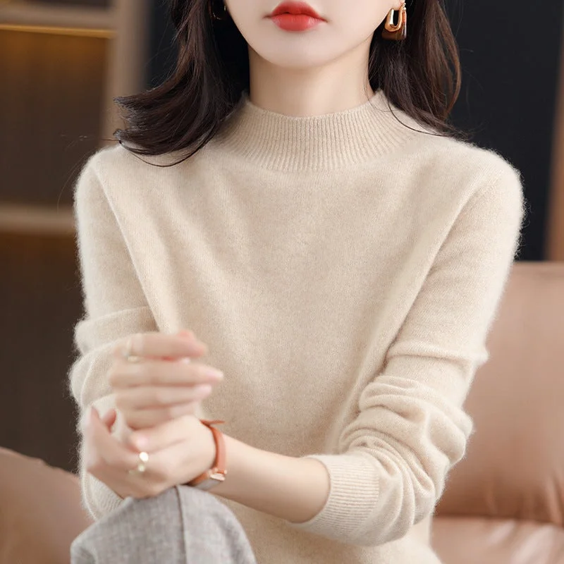 NiDELL Knitwear . Autumn and Winter New Half Turtleneck Bottoming Shirt Inner Loose Long Sleeve Korean Style Sweater for Women Lightweight Heavyweight Midweight NiDELL Knitwear . Autumn and Winter New Half Turtleneck Bottoming Shirt Inner Loose Long Sleeve Korean Style Sweater for Women Lightweight Heavyweight Midweight