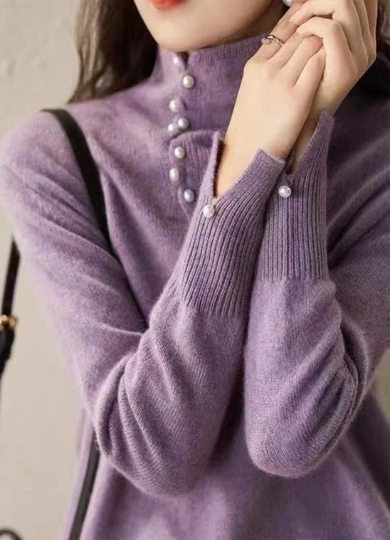 NiDELL Women's Sweater . Autumn and Winter New Korean Style Sense of Design Button Top Warm Turtleneck Comfortable Fashionable Sweater Women Chenille Brocade Lace NiDELL Women's Sweater . Autumn and Winter New Korean Style Sense of Design Button Top Warm Turtleneck Comfortable Fashionable Sweater Women Chenille Brocade Lace